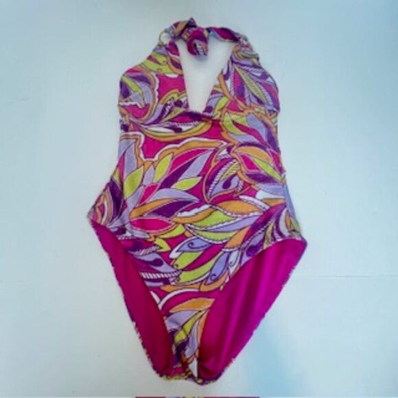 Becca by Rebecca Virtue 1 piece plunge neckline swimsuit tank shimmer poolside - Picture 3 of 9